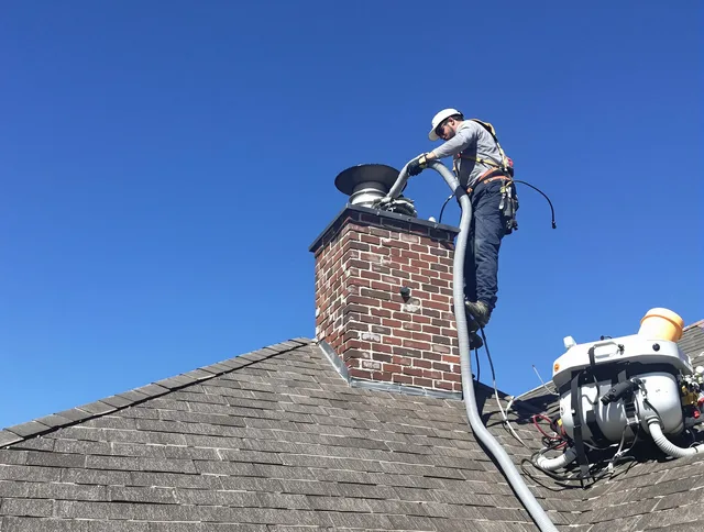 Dedicated Rialto Chimney Sweep team member cleaning a chimney in Rialto, CA