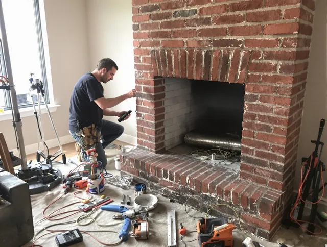 Rialto Chimney Sweep specialist finalizing chimney liner service in Rialto, CA