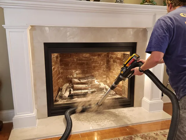Fireplace cleaning performed by Rialto Chimney Sweep in Rialto, CA